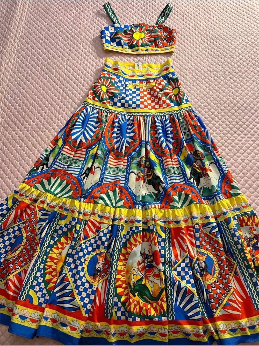 DG fashion Inspired Colorful Printed Maxi Skirt - Vibrant Multi-Color Pattern